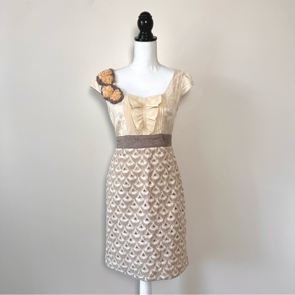 Anthropologie Floreat Appliqué Sheath Dress